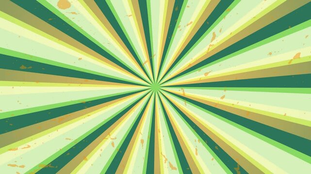 Green sunburst background animation. Retro or vintage style vector illustration