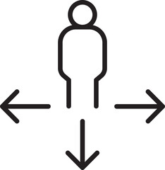 Direction choices with human figure line icon