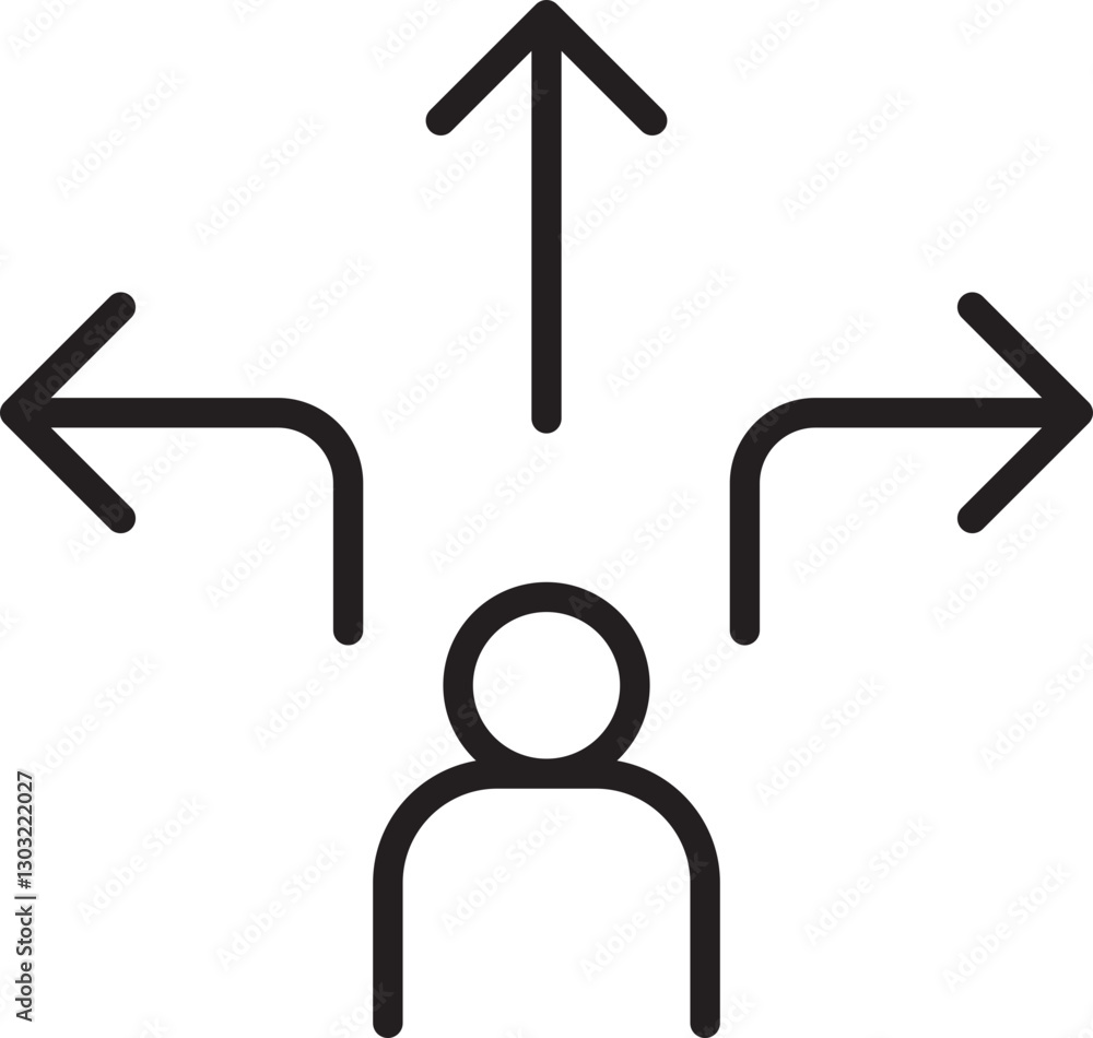 Poster decision-making with multiple directions line icon