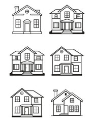 Home icon line art vector illustration outline design collection set