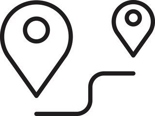 Map markers and path illustration line icon
