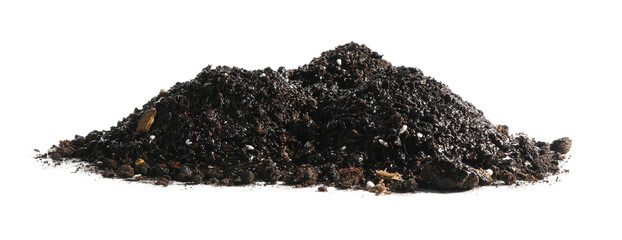 Piles of fresh soil isolated on white