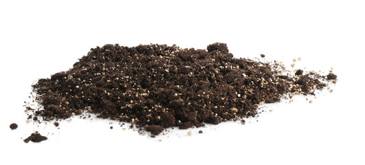 Pile of fresh soil isolated on white