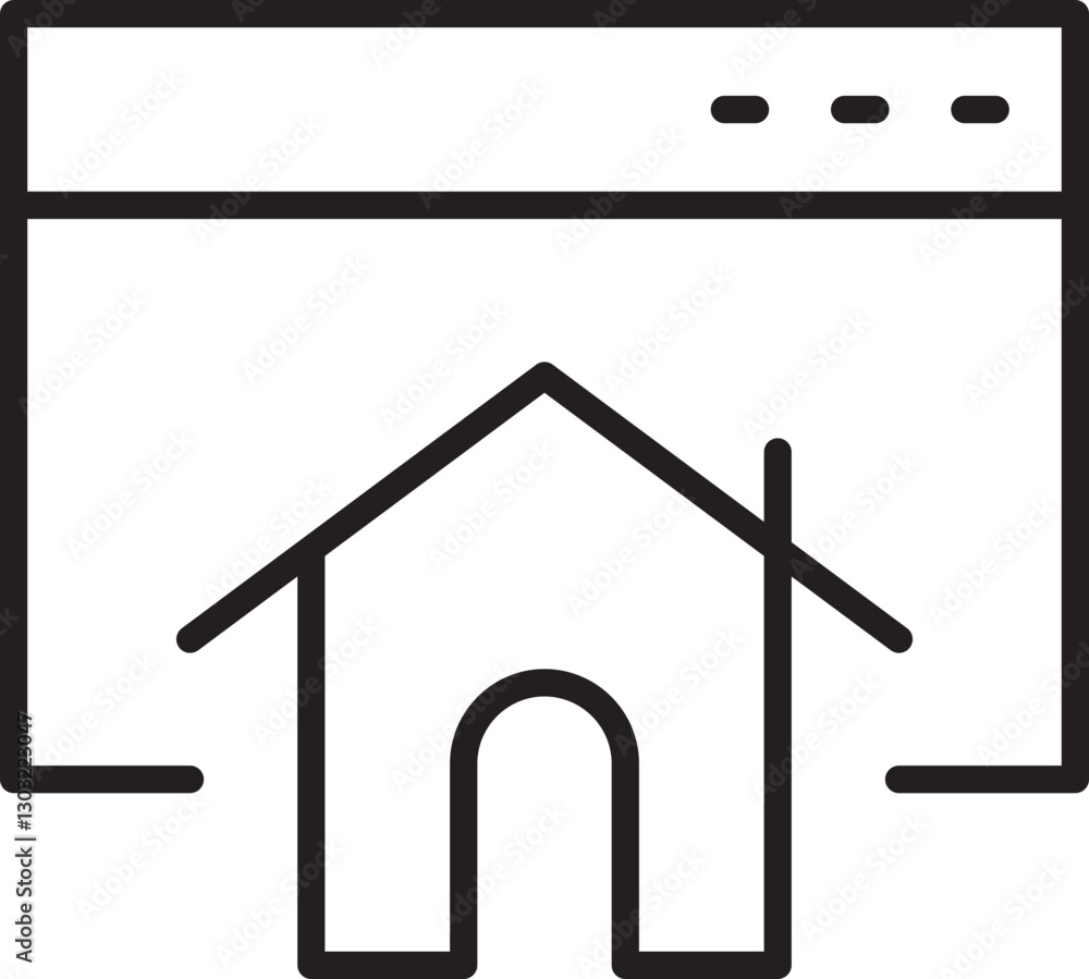 Poster home icon with web browser interface line icon