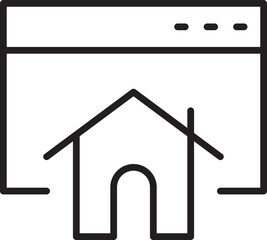 Home icon with web browser interface line icon