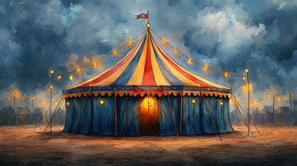 circus tent clipart watercolor illustration detailed artistic graphic illustration
