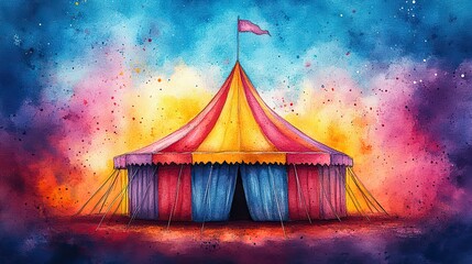 circus tent clipart watercolor illustration hand painted digital artwork