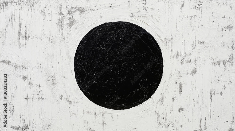 Aufkleber a simple black circle in the middle of a textured white canvas.