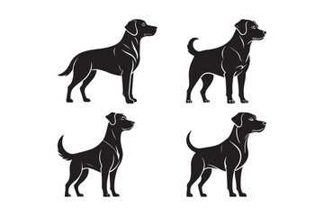 Minimalist Dog Silhouette Icon Set for Design and Print