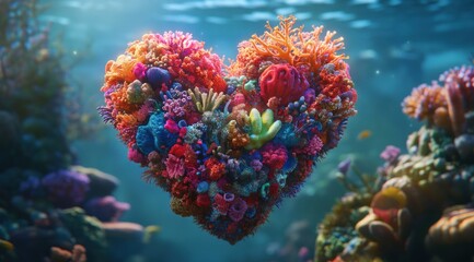 Fototapeta premium Heart coral reef underwater scene