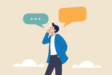 Second opinion, suggestion or advice to consider, reason or logical thinking, information to make decision or judgement concept, businessman think from listening to second opinion and make decision.