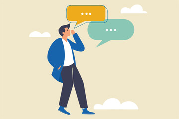 Second opinion, suggestion or advice to consider, reason or logical thinking, information to make decision or judgement concept, businessman think from listening to second opinion and make decision.