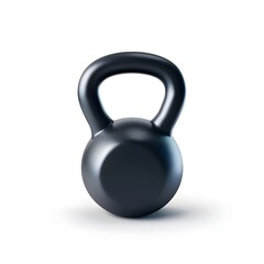 Simple 3D Icon of Black 5 kg Kettlebell with Minimalist Design and Bright Colorful Matte Finish