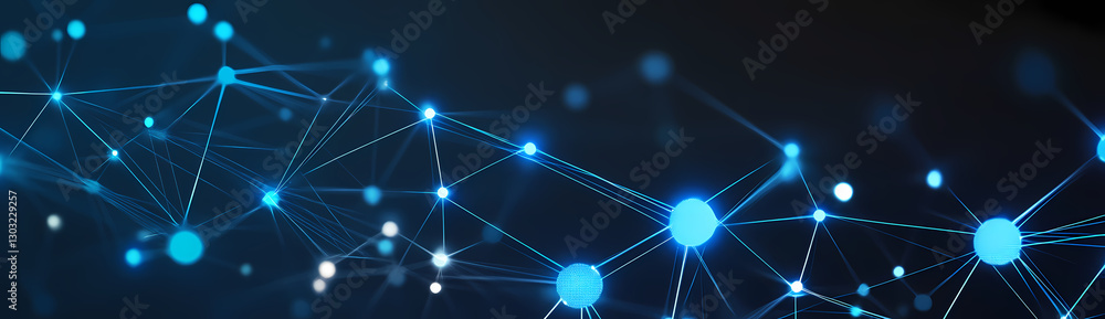 Poster abstract digital network: an eye-level shot captures an intricate, interconnected network of glowing