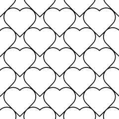 Fototapeta premium Abstract geometric pattern with hearts on white background. A seamless vector background. Graphic modern pattern. White and black pattern.