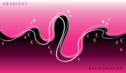 Abstract gradient background with pink and purple waves and  white bubbles
