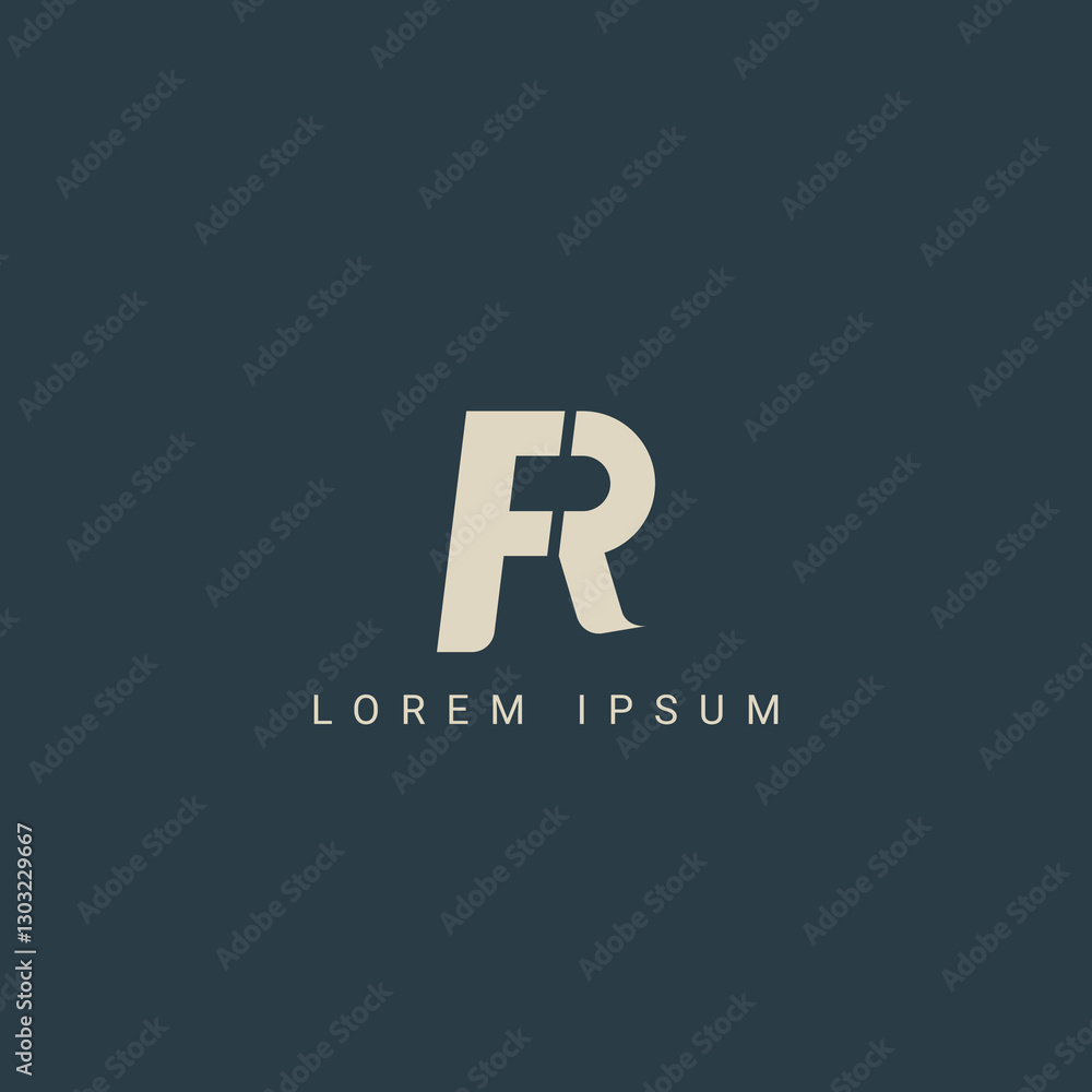 Poster abstract letter fr rf monogram logo vector template. initial based minimal flat icon vector