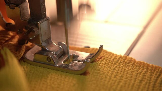 closeup of sewing machine, India 