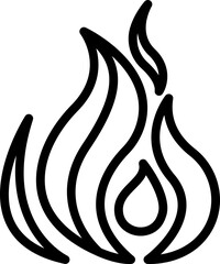 Naklejka premium Flame icon illustration in black outline. line icon