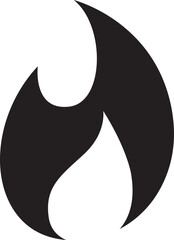 Flame illustration in black silhouette style line icon