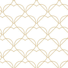 Fototapeta premium Abstract geometric pattern with hearts on white background. A seamless vector background. Graphic modern pattern. White and gold pattern.