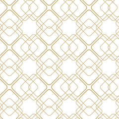 Fototapeta premium Abstract geometric pattern with square, lines and stripes on white background. A seamless vector background. Graphic modern pattern. White and gold pattern.