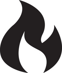 Black flame icon silhouette line icon