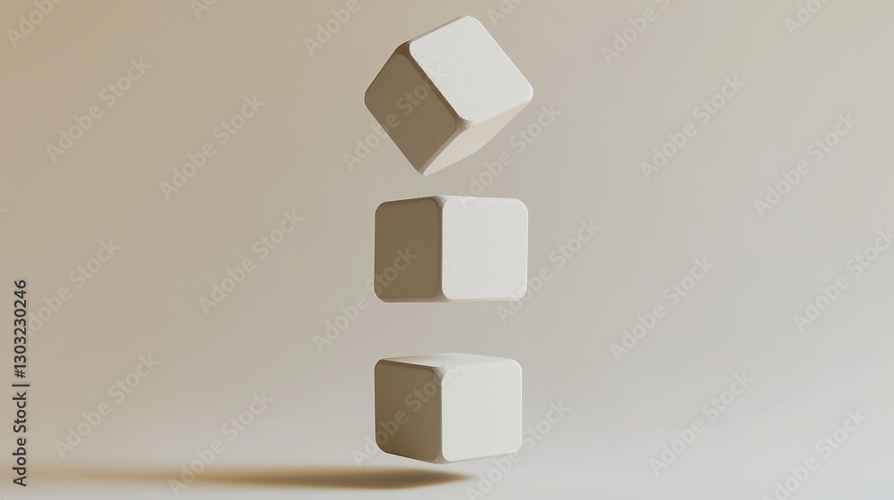 Aufkleber a set of three cubes stacked in a perfect balance against a neutral background