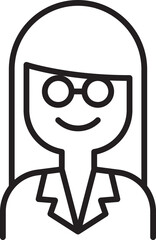 Line art illustration of a woman with glasses line icon