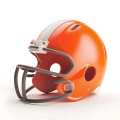 Naklejka premium Minimalist 3D Icon of Bright Orange American Football Helmet on White Background