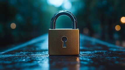 A glowing digital lock icon overlays a futuristic circuit board, symbolizing virtual security, data protection, and encrypted internet safety in a modern, high-tech environment