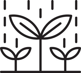 Plant growth with rain elements line icon
