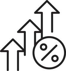 Growth and finance icon with upward arrows line icon