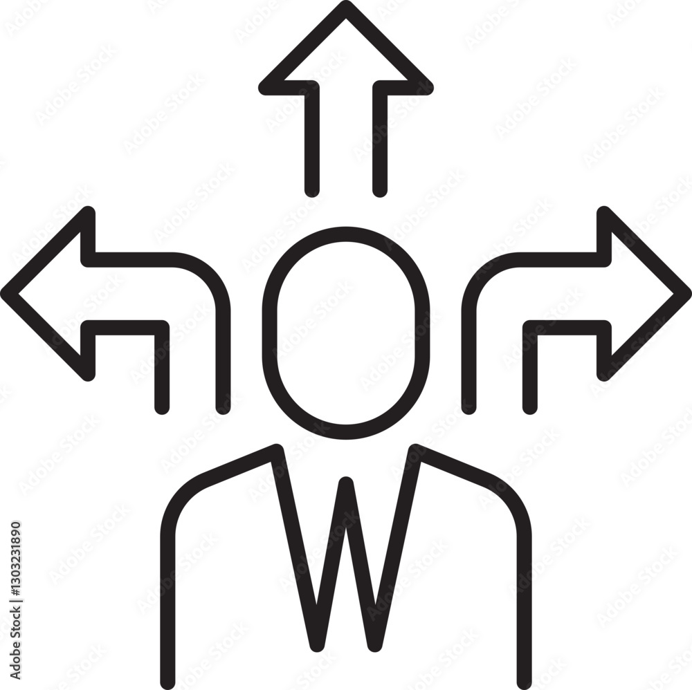 Poster decision-making with multiple directions line icon