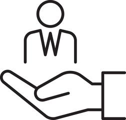 Hand holding business figure icon line icon