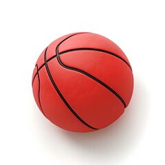 Fototapeta premium Minimalist 3D Icon Design of a Red Basketball with Black Lines on a White Background