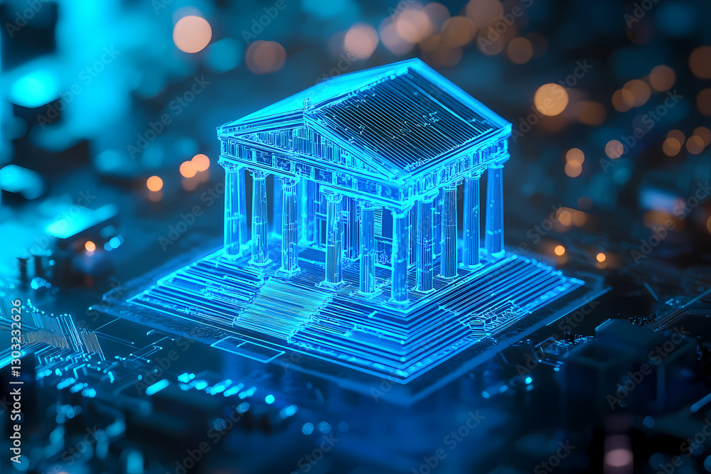 Poster digital blueprint of the pillar: an illuminated architectural structure representing a pillar, bathe