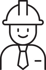 Construction worker icon with a smile line icon