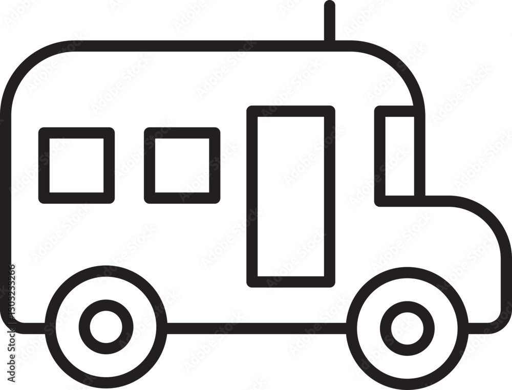 Poster simple line art of a bus line icon