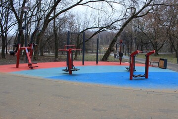 Sports ground in the city park. Moscow. Russia.