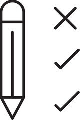 Drawing tool with check and cross symbols line icon