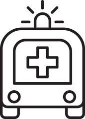 Emergency ambulance with flashing light line icon
