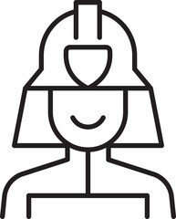 Simple line drawing of a soldier's face. line icon