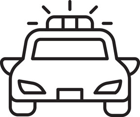 Police car with flashing lights outline line icon