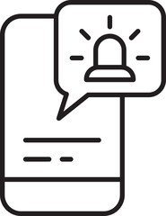 Notification on smartphone screen line icon