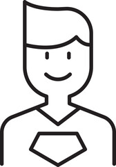Line art of a smiling superhero character line icon