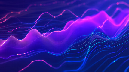 Digital generated image of abstract multicolored curve chart on purple background. Cloud technology, IT, big data or artificial intelligence concepts