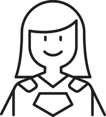 Illustration of a female superhero character line icon