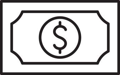 Dollar bill illustration line icon