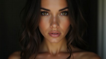 Fototapeta premium Confident young woman in dramatic portrait lighting